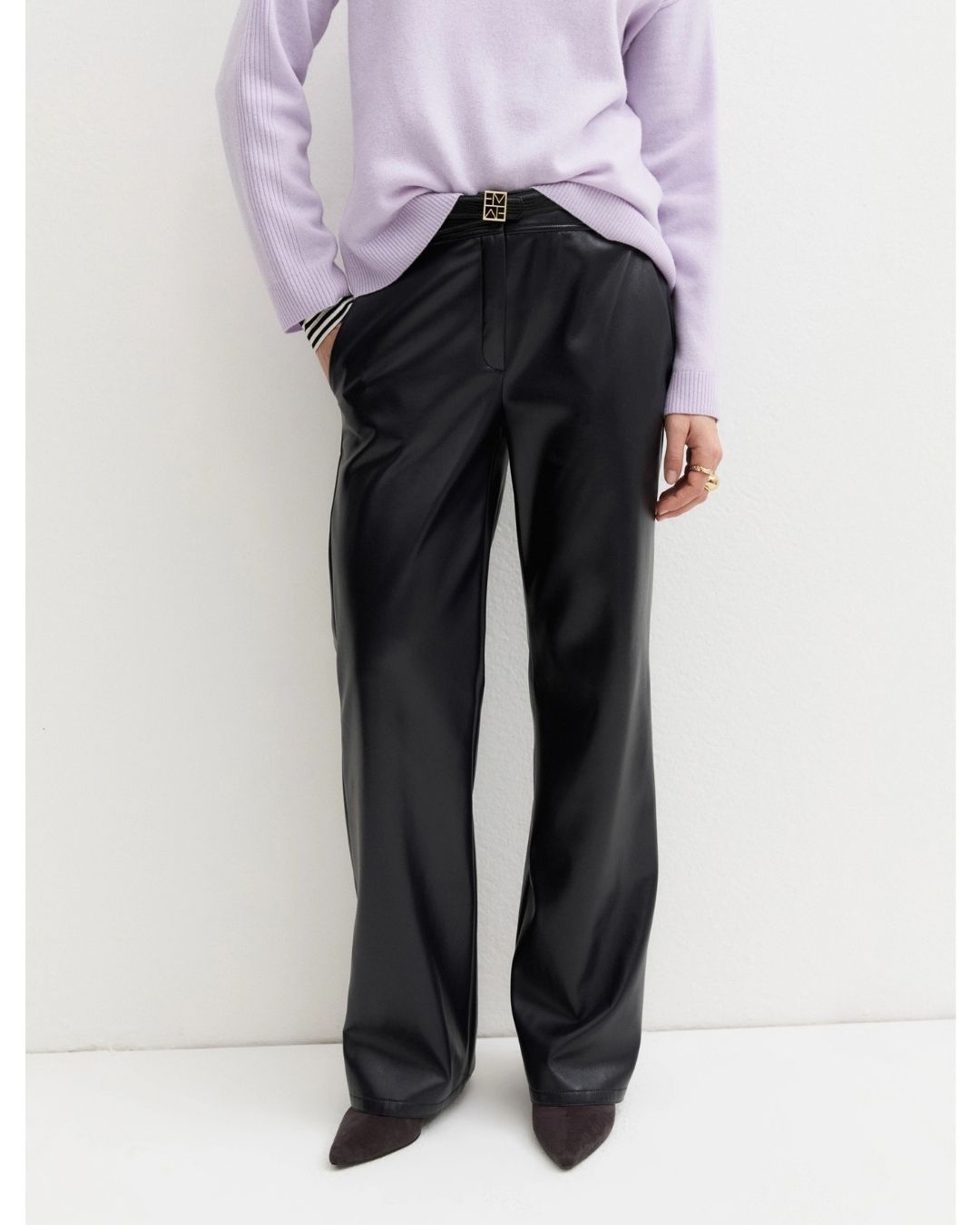 Pantalone dritto in jersey spalmato Navy 2625786032200 004 EMME MARELLA 