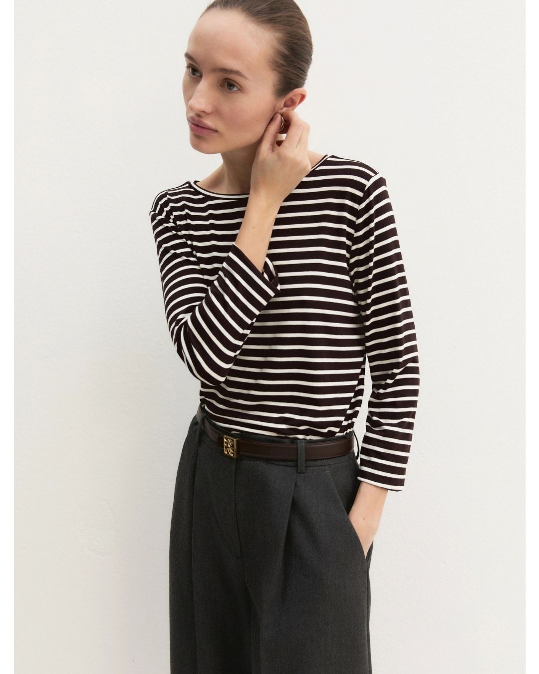 T-shirt in viscosa stretch Marrone 2625976021200 008 EMME MARELLA 