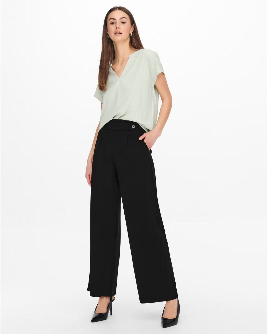 Pantaloni Wide Leg Donna Nero 15208430 Black BLACK BUTTONS JACQUELINE DE YONG 