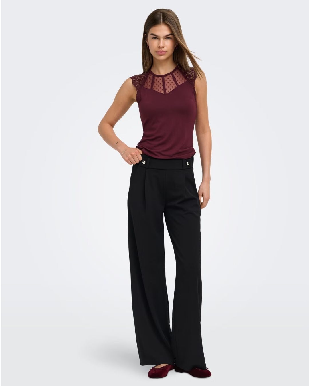 Pantaloni Wide Leg Donna Nero 15208430 Black GOLD BUTTONS JACQUELINE DE YONG 