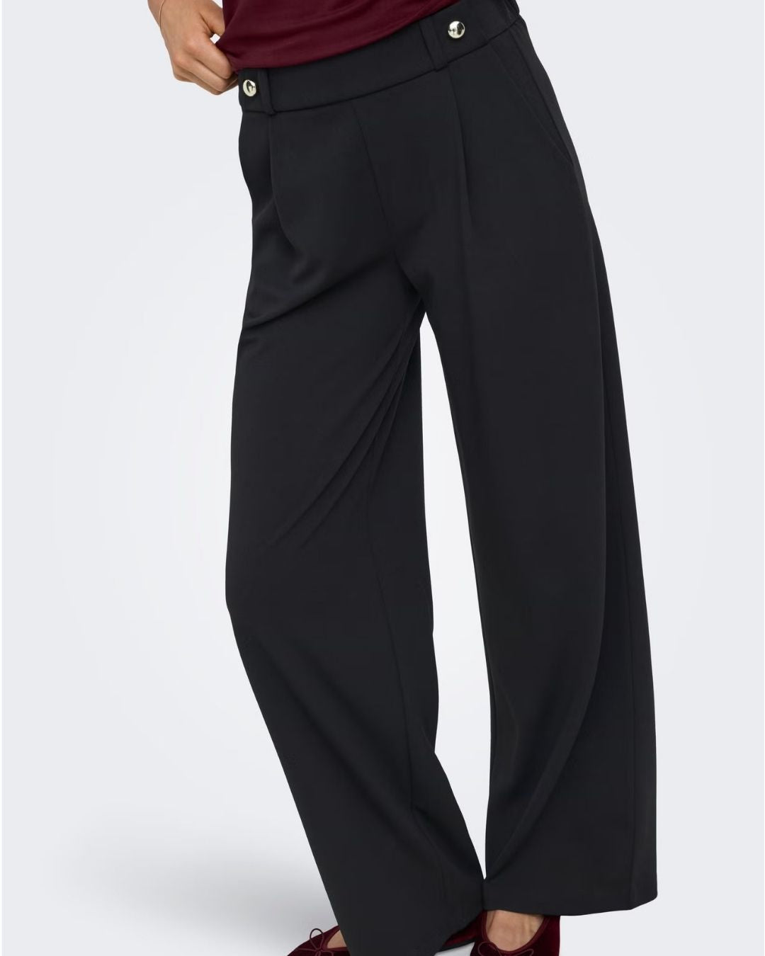 Pantaloni Wide Leg Donna Nero 15208430 Black GOLD BUTTONS JACQUELINE DE YONG 