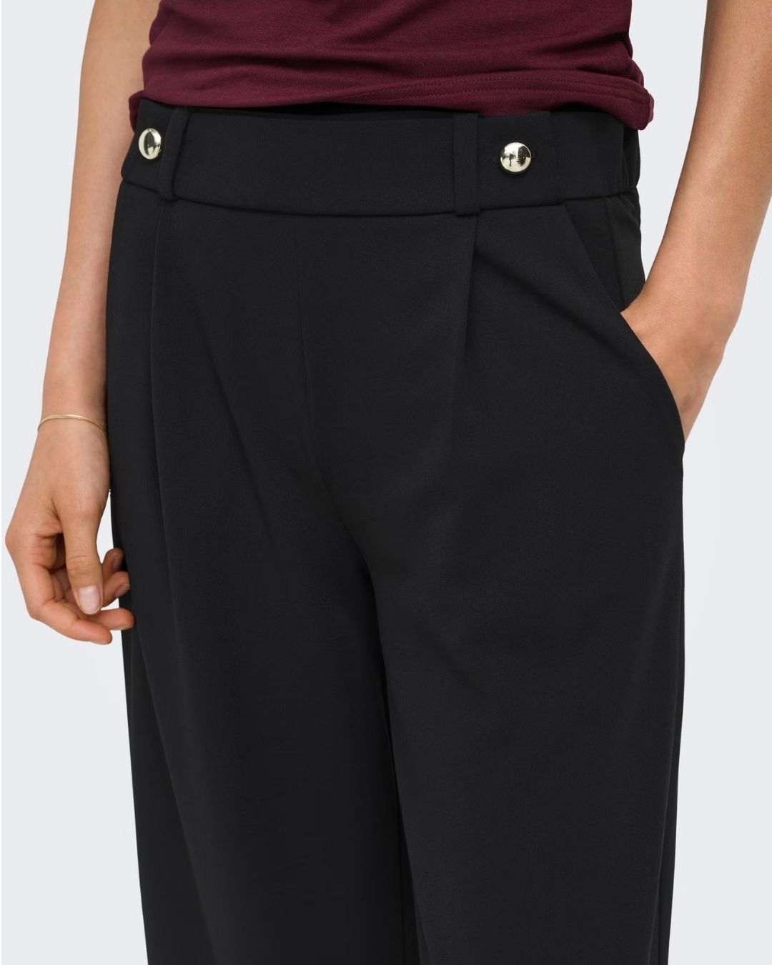 Pantaloni Wide Leg Donna Nero 15208430 Black GOLD BUTTONS JACQUELINE DE YONG 