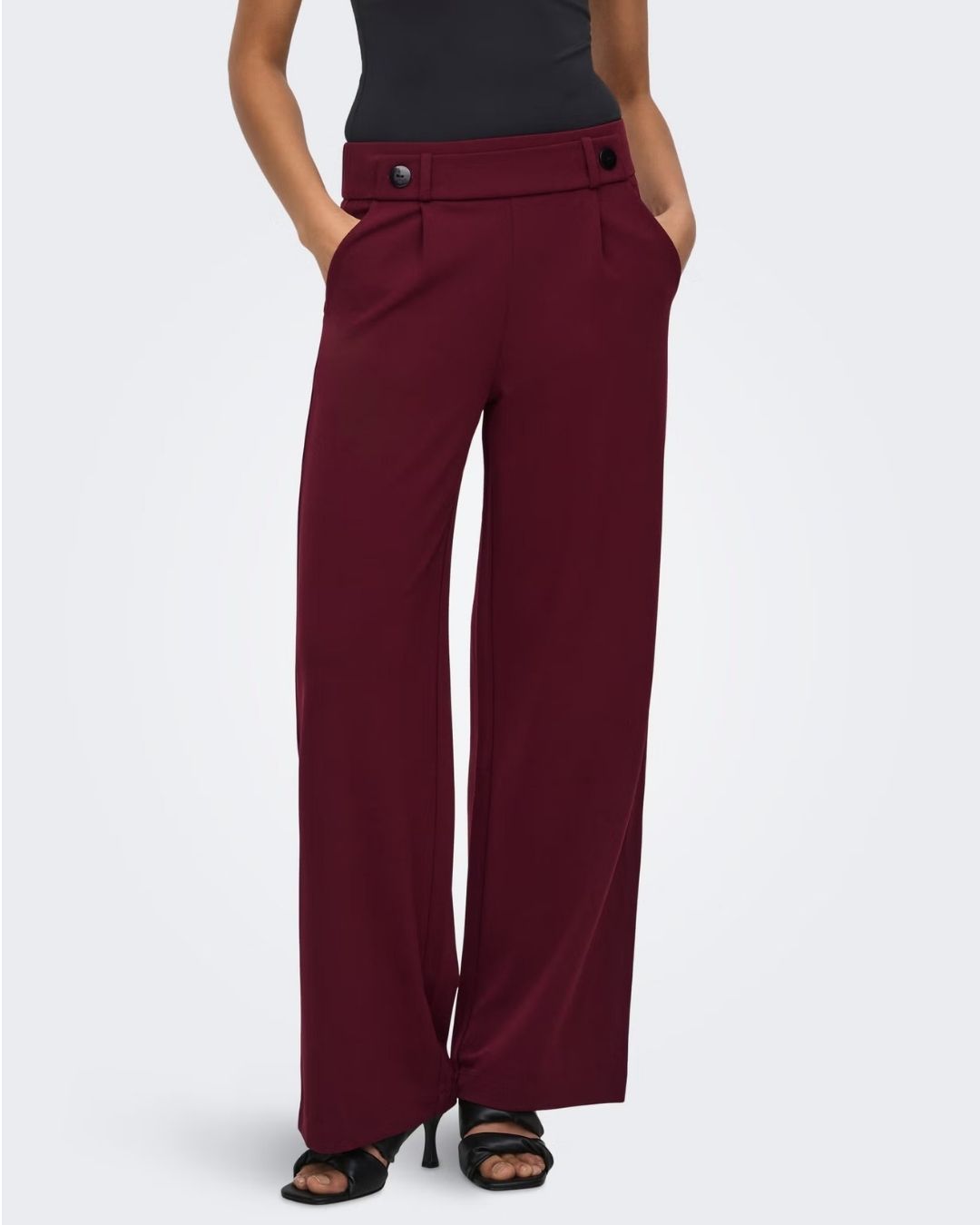 Pantaloni Wide Leg Donna Rosso Windsor Wine 15208430 Windsor Wine BLACK BUTTONS JACQUELINE DE YONG 