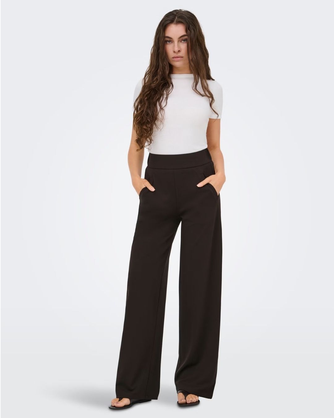 Pantaloni a gamba larga Donna Marrone Chocolate Torte 15221238 Chocolate Torte JACQUELINE DE YONG 