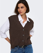 Cardigan Donna Marrone Coffee Bean 15354100 Coffee Bean MELANGE JACQUELINE DE YONG 