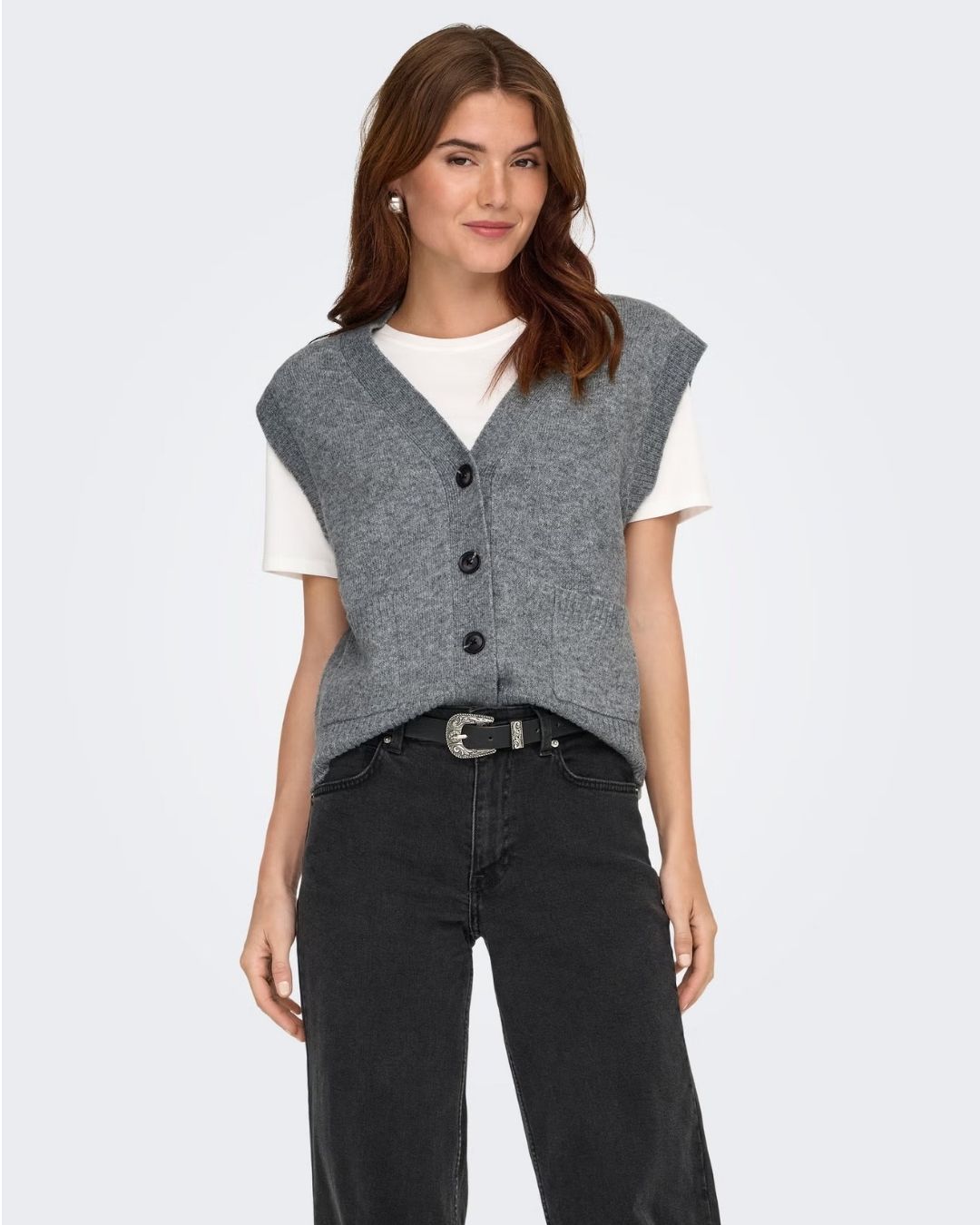 Cardigan Donna Grigio Medium Grey Melange 15354100 Medium Grey Melange JACQUELINE DE YONG 