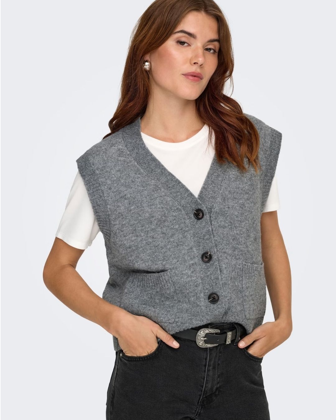 Cardigan Donna Grigio Medium Grey Melange 15354100 Medium Grey Melange JACQUELINE DE YONG 