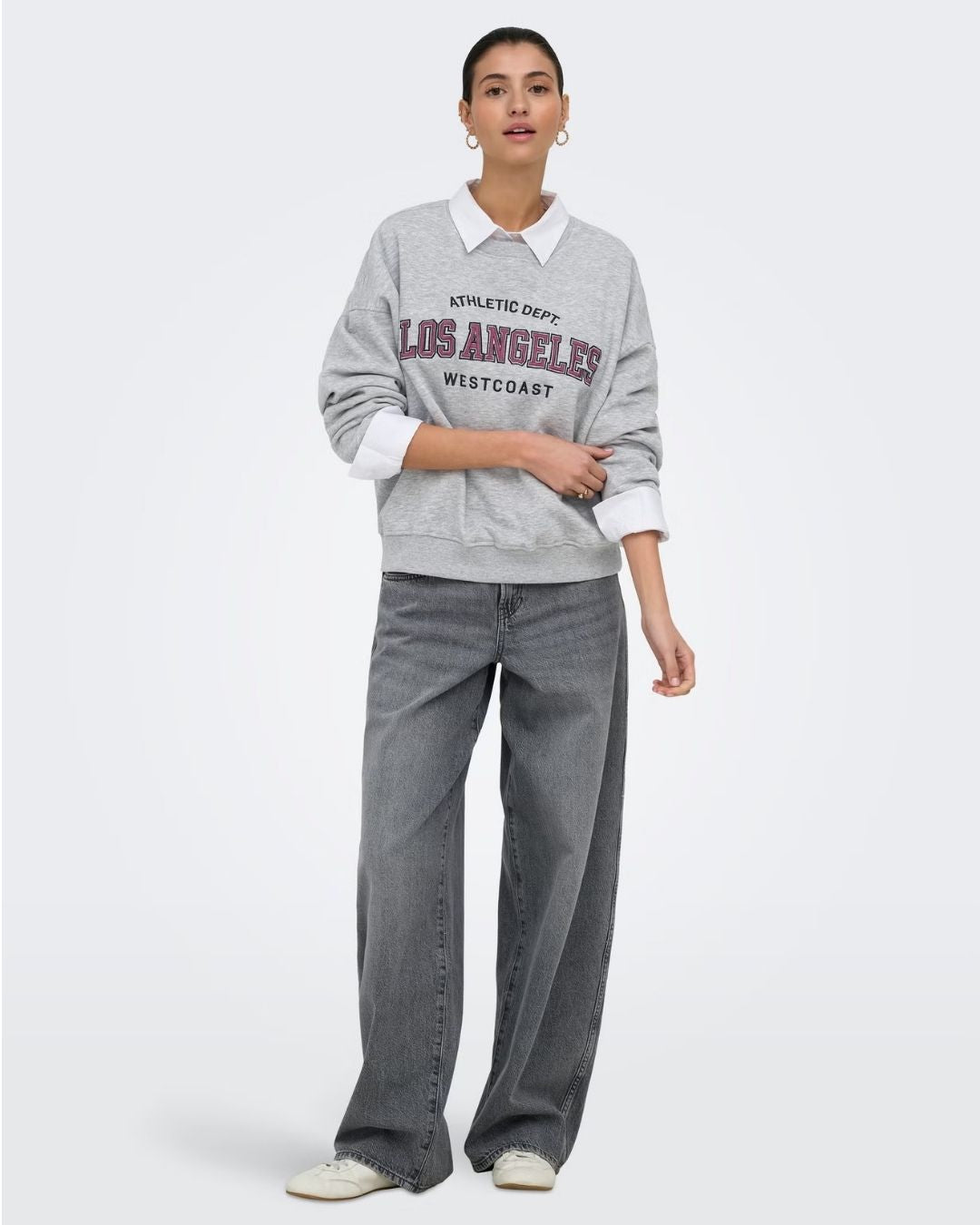 Felpa Donna Grigio Light Grey Melange 15370526 Light Grey Melange JACQUELINE DE YONG 