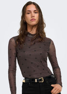 Only Top Donna Erica Marrone 15141298 Coffee Bean Black heart ONLY 