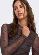 Only Top Donna Erica Marrone 15141298 Coffee Bean Black heart ONLY 