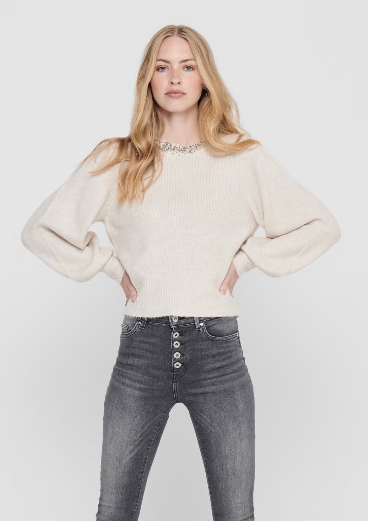 Only Pullover Donna Elsa Grigio Pomice 15210667 Pumice Stone ONLY 