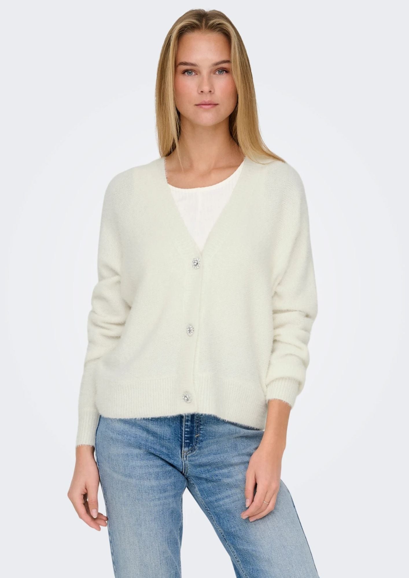 Only Cardigan Donna Lella Bianco 15259564 Cloud Dancer ONLY 