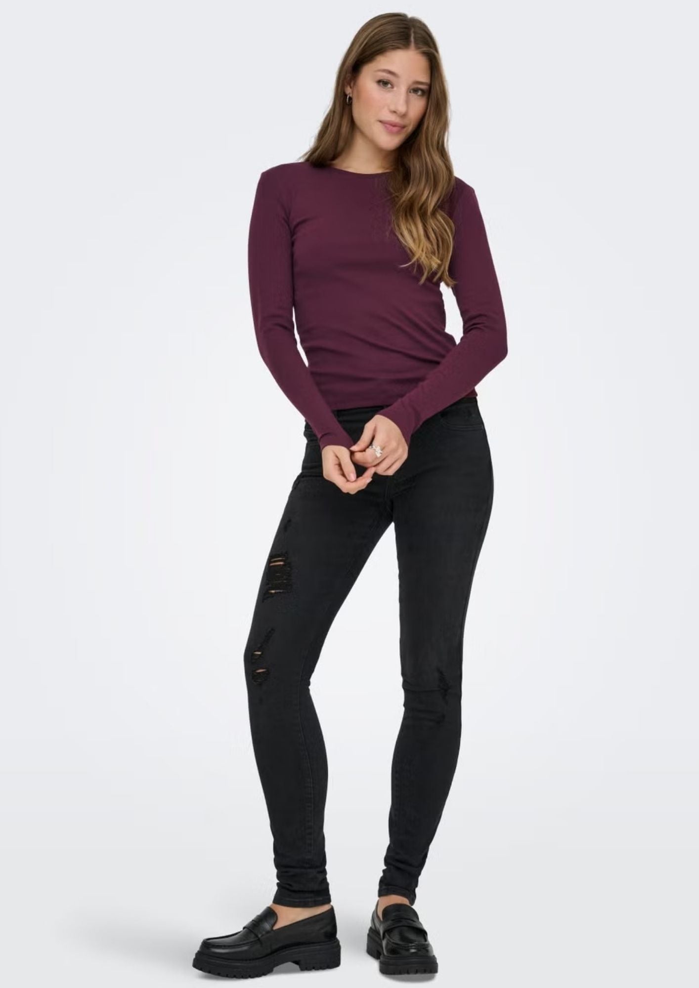 Only Maglia Donna Riley Bordeaux 15323159 Winetasting ONLY 