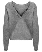 Maglione Donna Grigio Light Grey Melange 15329229 Light Grey Melange Black lace ONLY 