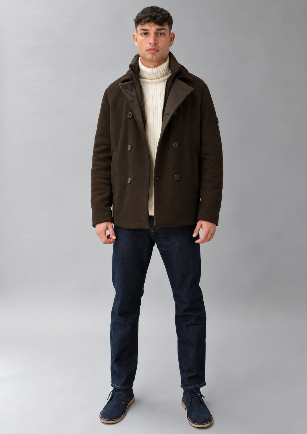 Capospalla ispirato al classico peacoat Quincey 26 Bordeaux Mill RIMA364J F0056 141 RIHUNIK 