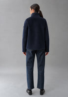 Giubbino corto realizzato in velluto liscio stretch Eve 26 Blu Navy RIW569J F0012 888 RIHUNIK 