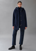 Capospalla realizzato in velluto liscio stretch Amelia 26 Blu Navy RIW570J F0012 888 RIHUNIK 