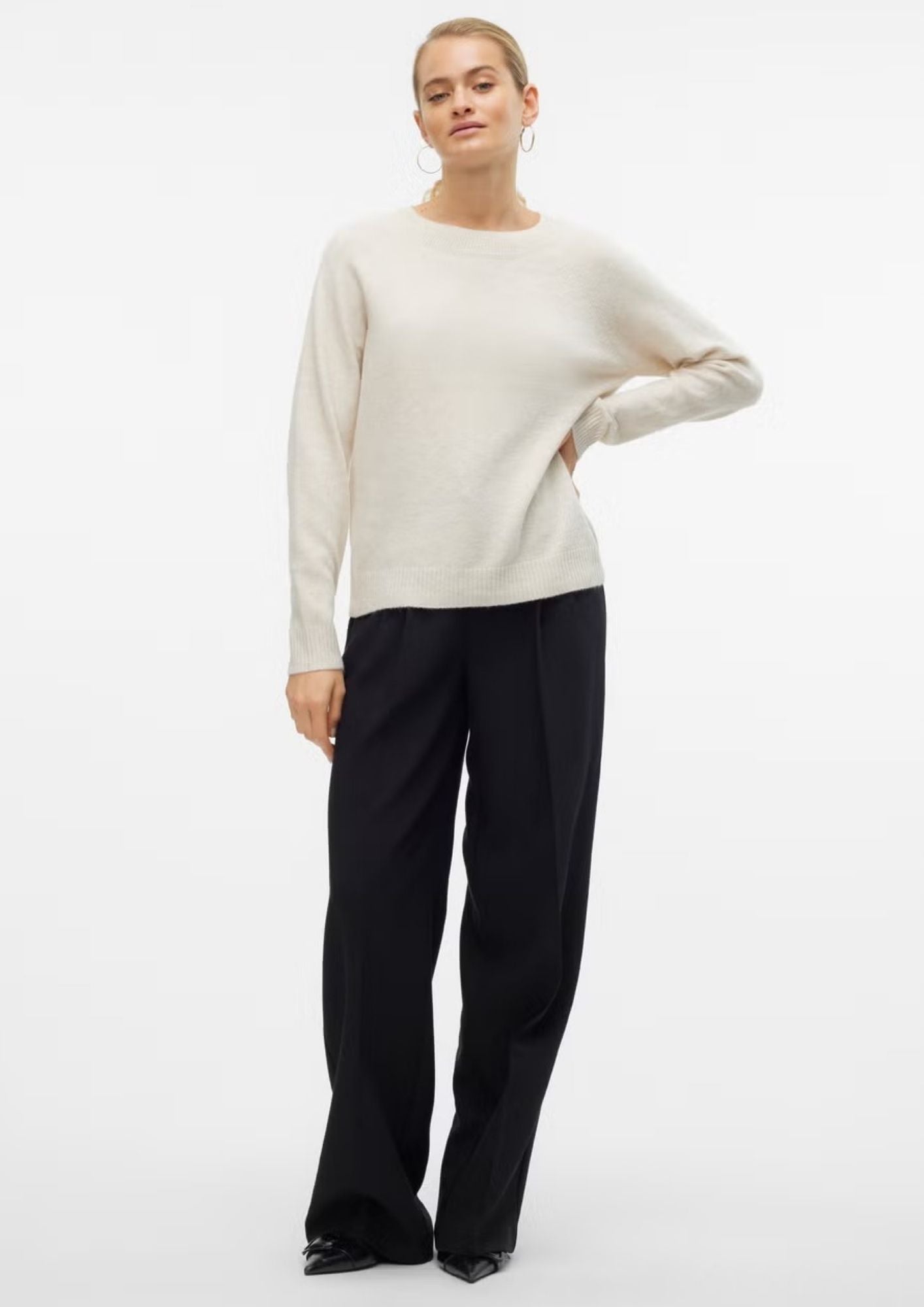 Vero Moda Pullover Donna Doffy Bianco 10201022 Birch MELANGE VERO MODA 