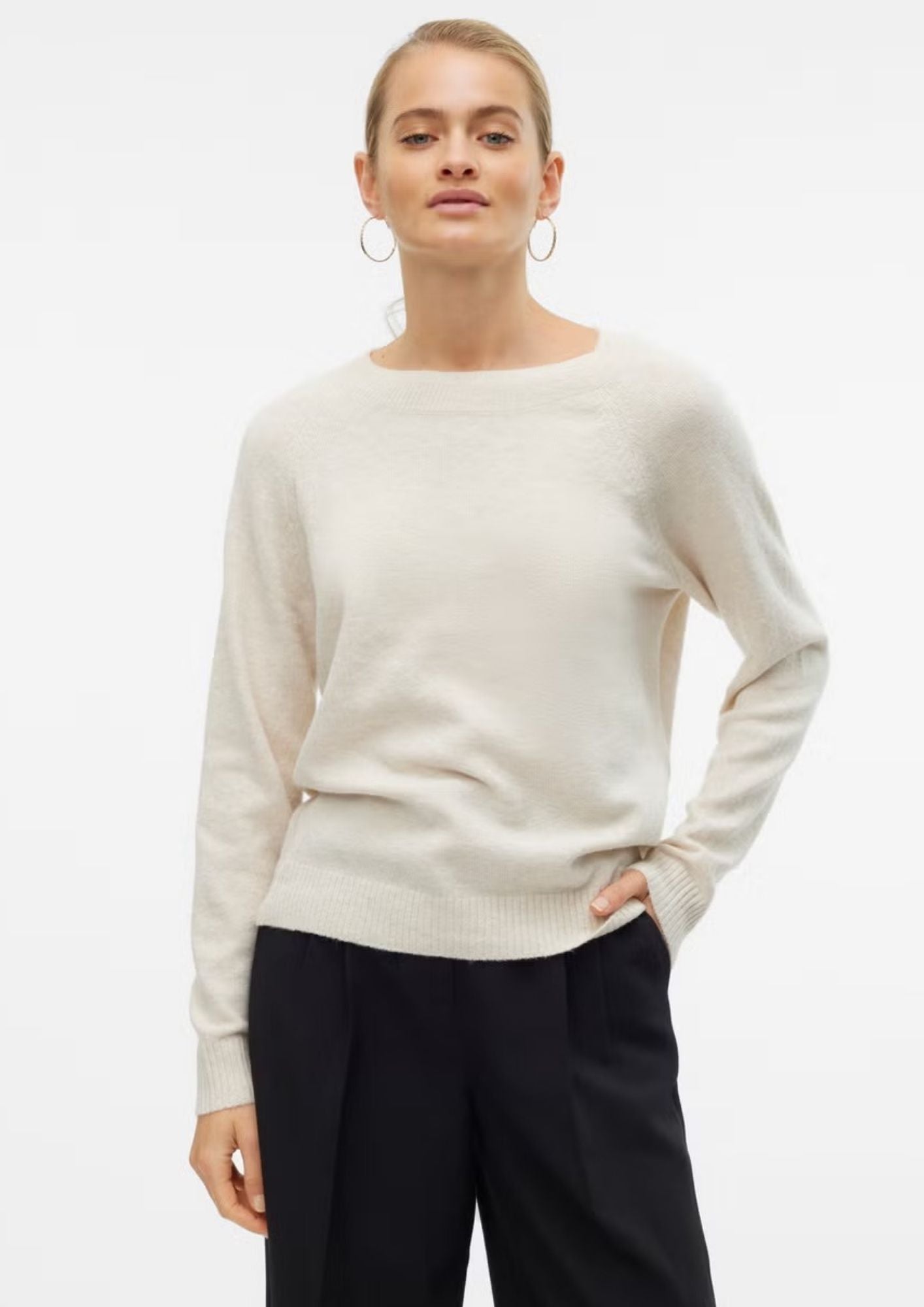 Vero Moda Pullover Donna Doffy Bianco 10201022 Birch MELANGE VERO MODA 