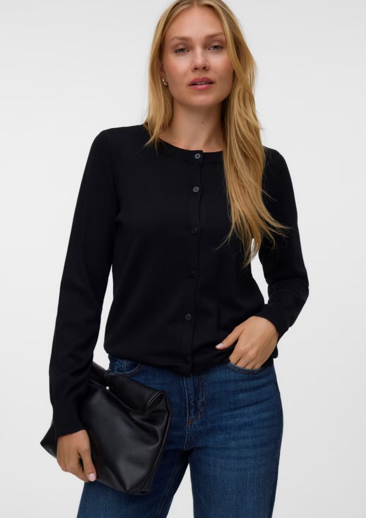Vero Moda Cardigan Donna Silje Nero 10346655 Black W. DTM BUTTON VERO MODA 