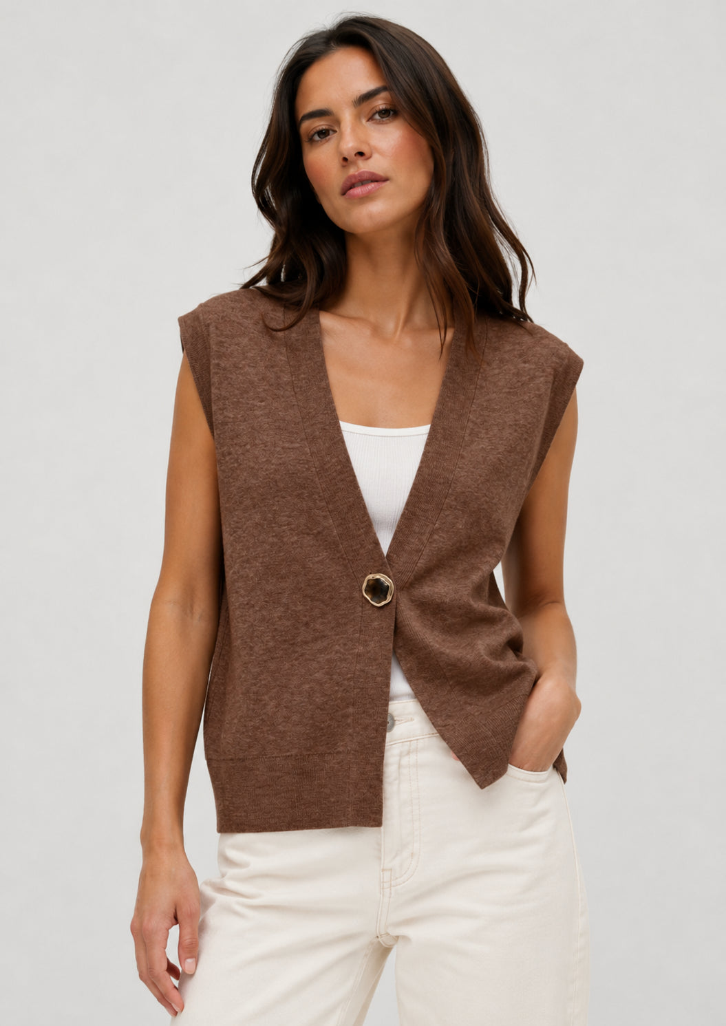 Vero Moda Gilet Donna Agueda Marrone 10347996 Cocoa Brown VERO MODA 