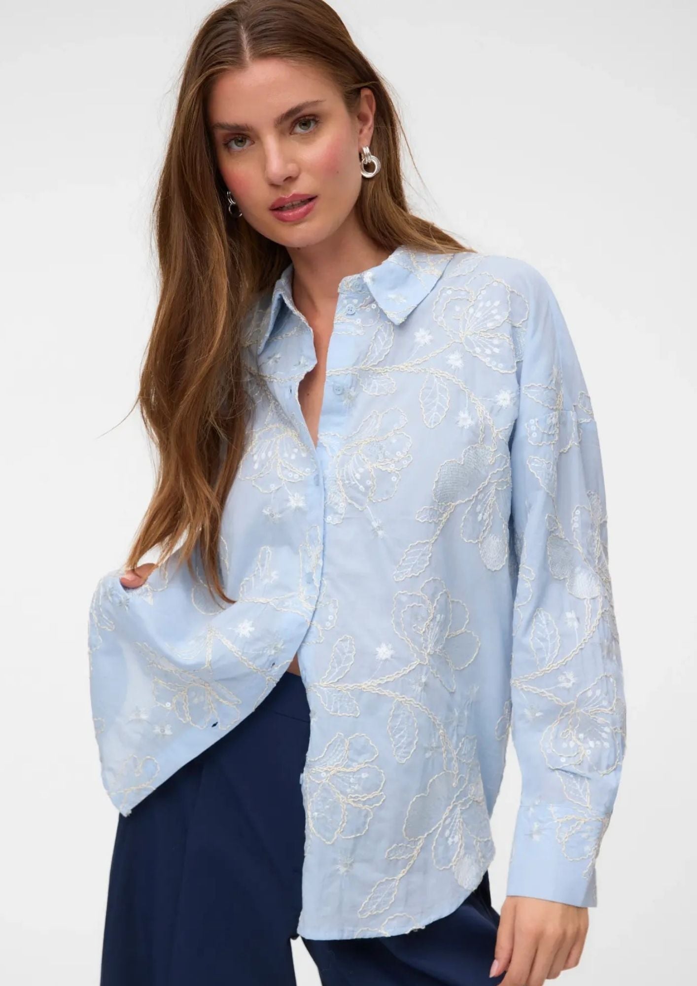 Vero Moda Camicia Donna Shine Blu 10348076 Cashmere Blue Snow white VERO MODA 