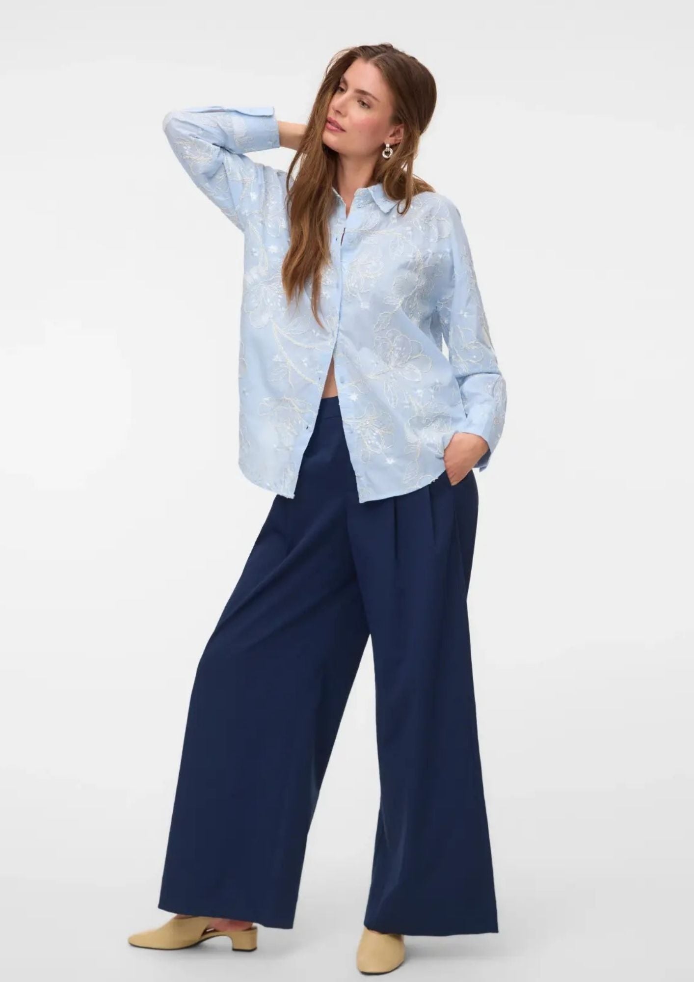 Vero Moda Camicia Donna Shine Blu 10348076 Cashmere Blue Snow white VERO MODA 