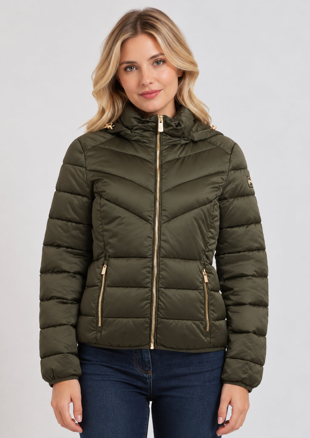 Giubbotto corto con cappuccio Verde Militare J007 M500 0979 YES ZEE 