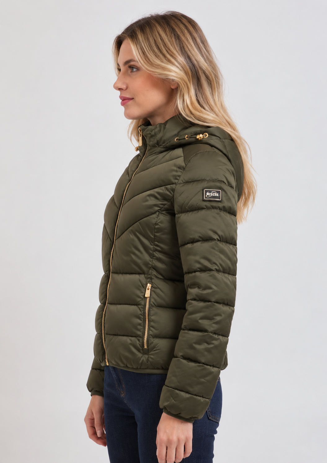 Giubbotto corto con cappuccio Verde Militare J007 M500 0979 YES ZEE 