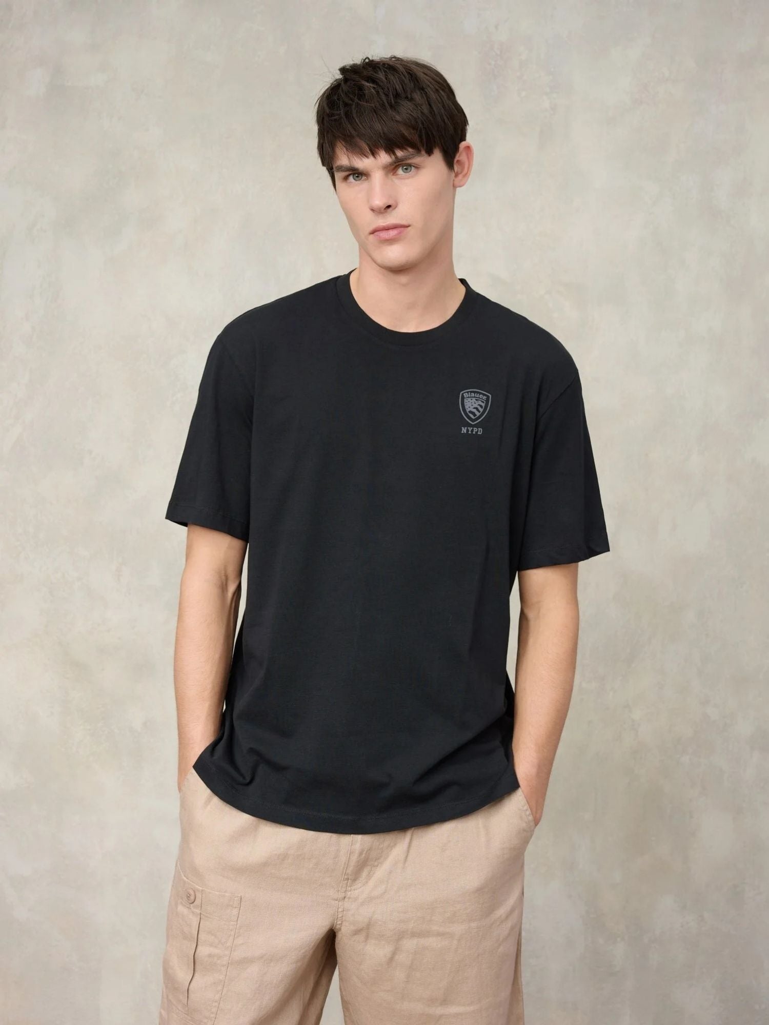 Blauer T-Shirt Uomo Nera Logo In Tono Eutaw BLUH02302 7439 999 BLAUER 
