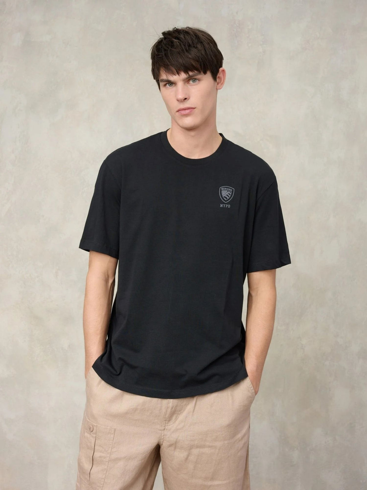 Blauer T-Shirt Uomo Nera Logo In Tono Eutaw BLUH02302 7439 999 BLAUER 