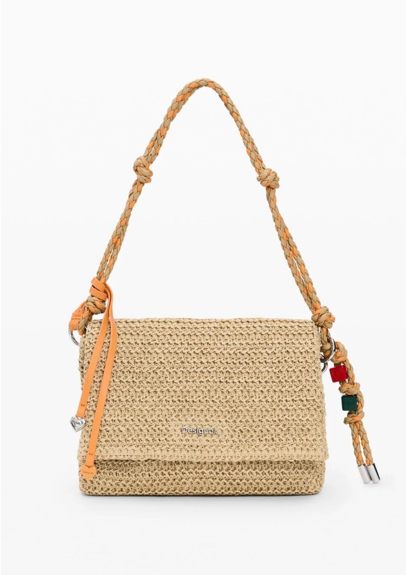 Desigual Borsa Donna Bag Half Logo Raffia Venecia Beige 26SAXO03 1014 DESIGUAL 