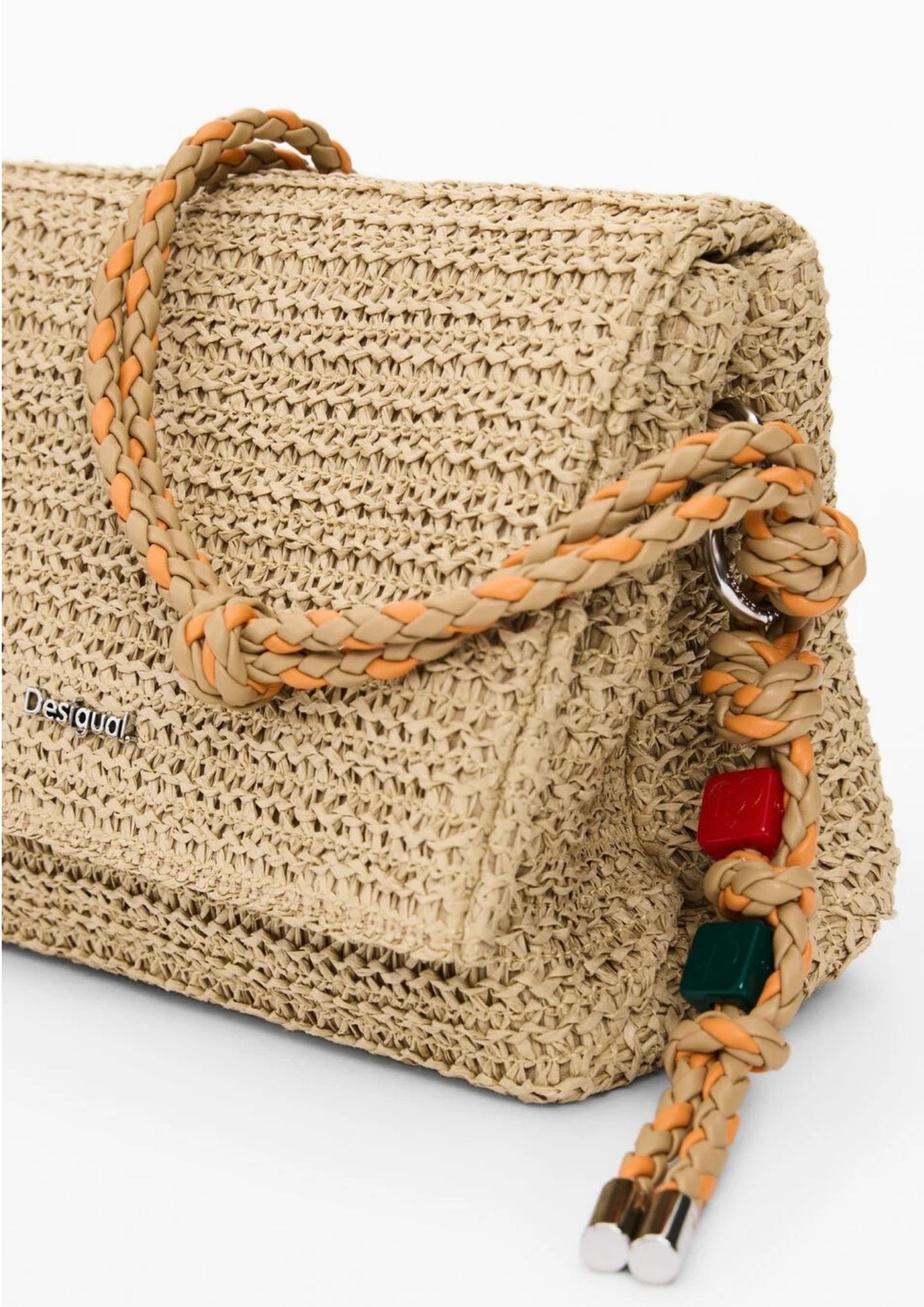 Desigual Borsa Donna Bag Half Logo Raffia Venecia Beige 26SAXO03 1014 DESIGUAL 