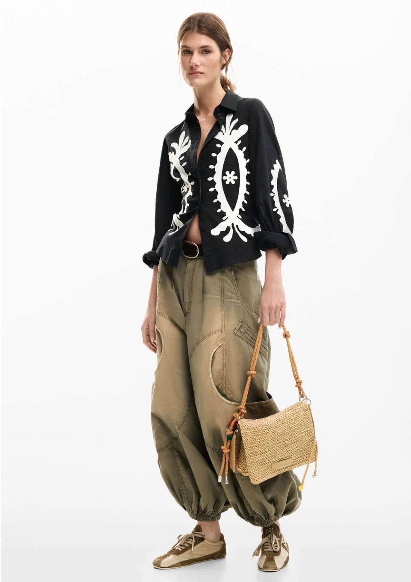 Desigual Borsa Donna Bag Half Logo Raffia Venecia Beige 26SAXO03 1014 DESIGUAL 