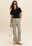 Emme Marella Pantalone Donna Emmclassi Bianco Lana FAntasia Geometrica 2615131201200 001 EMME MARELLA 