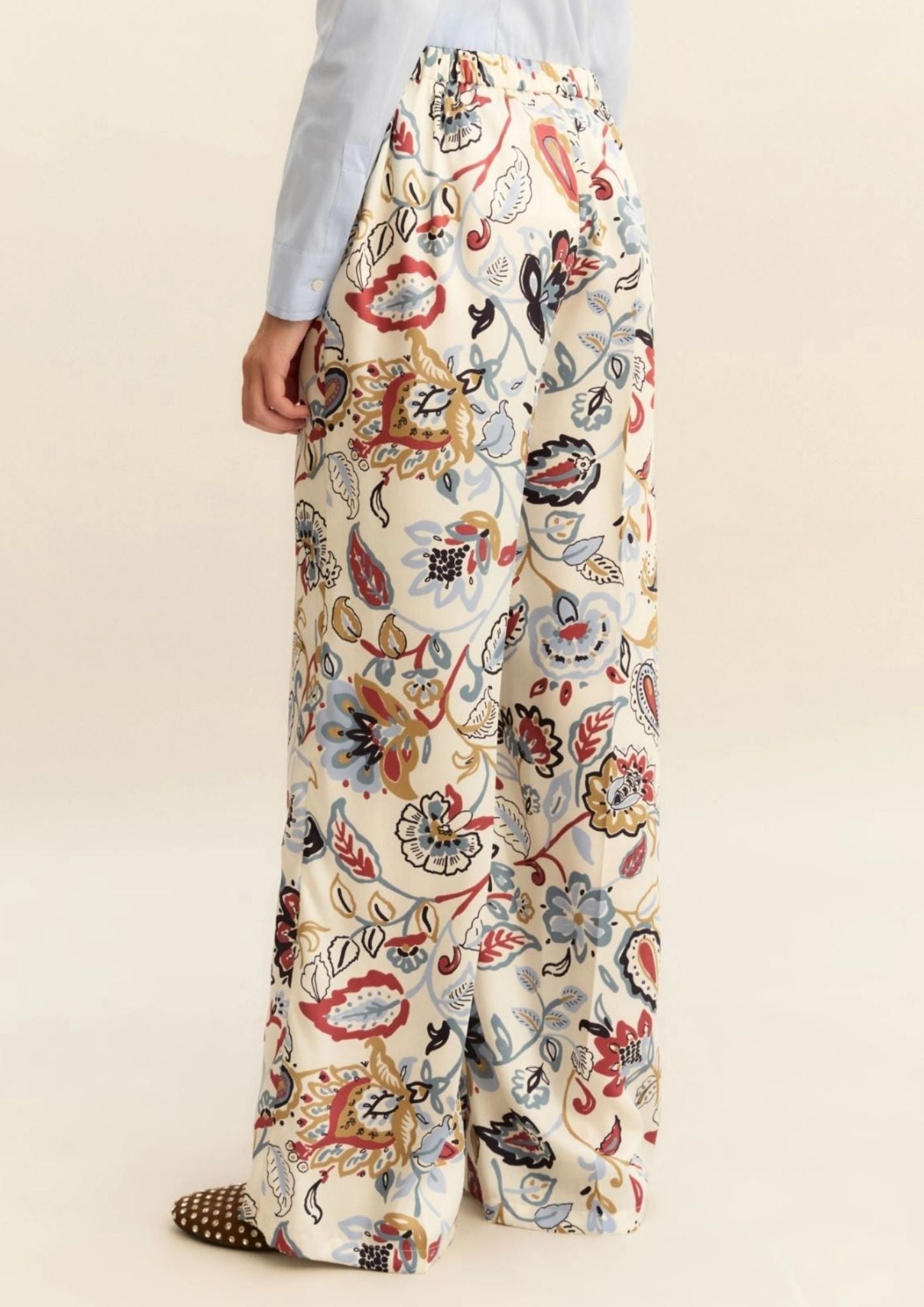Emme Marella Pantalone Donna Emmbaobab BIanco Lana Fantasia Floreale 2615131241200 012 EMME MARELLA 