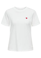 Jacqueline De Yong T-Shirt Donna Pisa Bianca con Cuore 15298612 Cloud Dancer BITTERSWEET HEART JACQUELINE DE YONG 