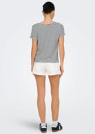 Jacqueline De Yong Top Donna Sissi Bianco e Blu 15325267 Cloud Dancer SKY CAPTAIN JACQUELINE DE YONG 