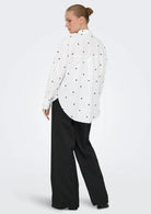 Jacqueline De Yong Camicia Donna Nelly Bianca Cuori Neri 15330490 White BLACK HEART JACQUELINE DE YONG 