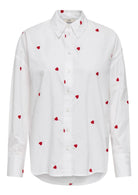 Jacqueline De Yong Camicia Donna Nelly Bianca Cuori Rossi 15330490 White HEART EMBROIDERY JACQUELINE DE YONG 