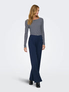 Jacqueline De Yong Pantaloni Donna Blu Jdygeggo 15343979 Black Iris JACQUELINE DE YONG 