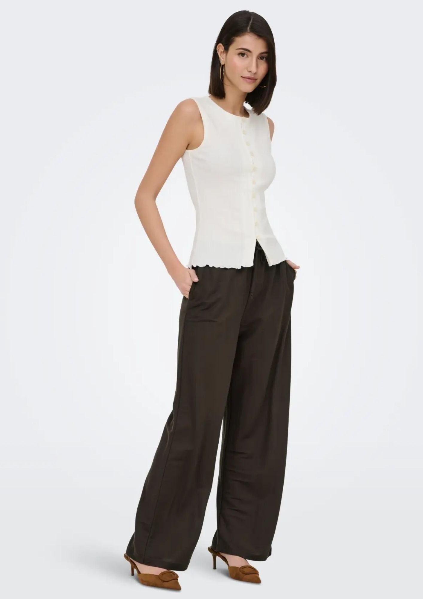 Jacqueline De Yong Pantalone Donna Leslie Marrone 15374331 Chocolate Brown JACQUELINE DE YONG 