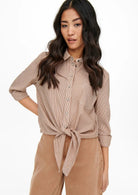 Only Camicia Donna Lecey Marrone Linee Bianche 15195910 Toasted Coconut ONLY 