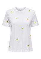 Only T-Shirt Donna Ketty Bianca con Limoni 15288473 Bright White Lemon ONLY 