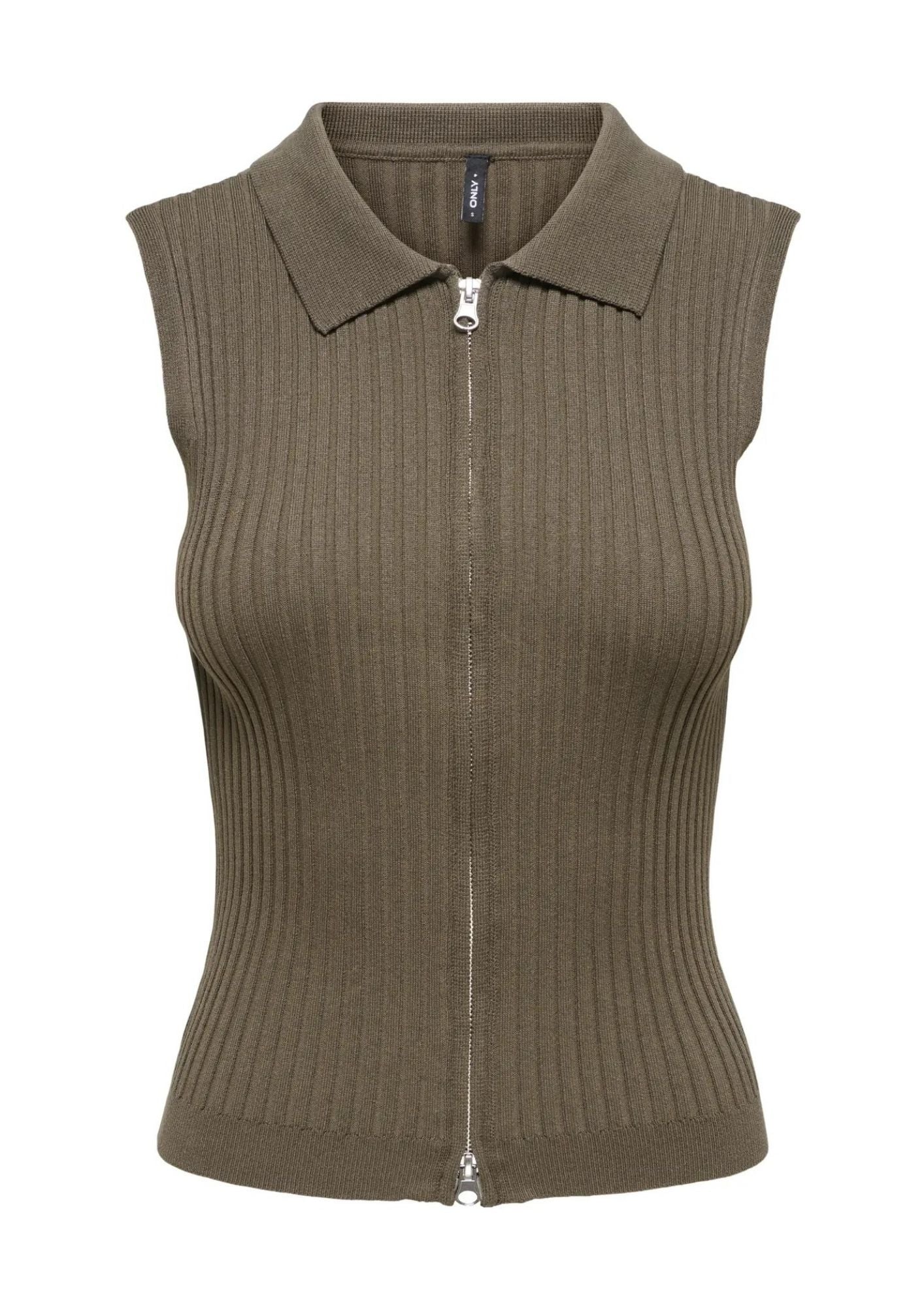 Only Cardigan Donna Marrone 15364749 Canteen Silver Zip ONLY 