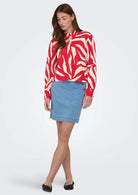 Only Camicia Donna Sakura Bianco e Rosso 15366883 Barbados Cherry ONLY 