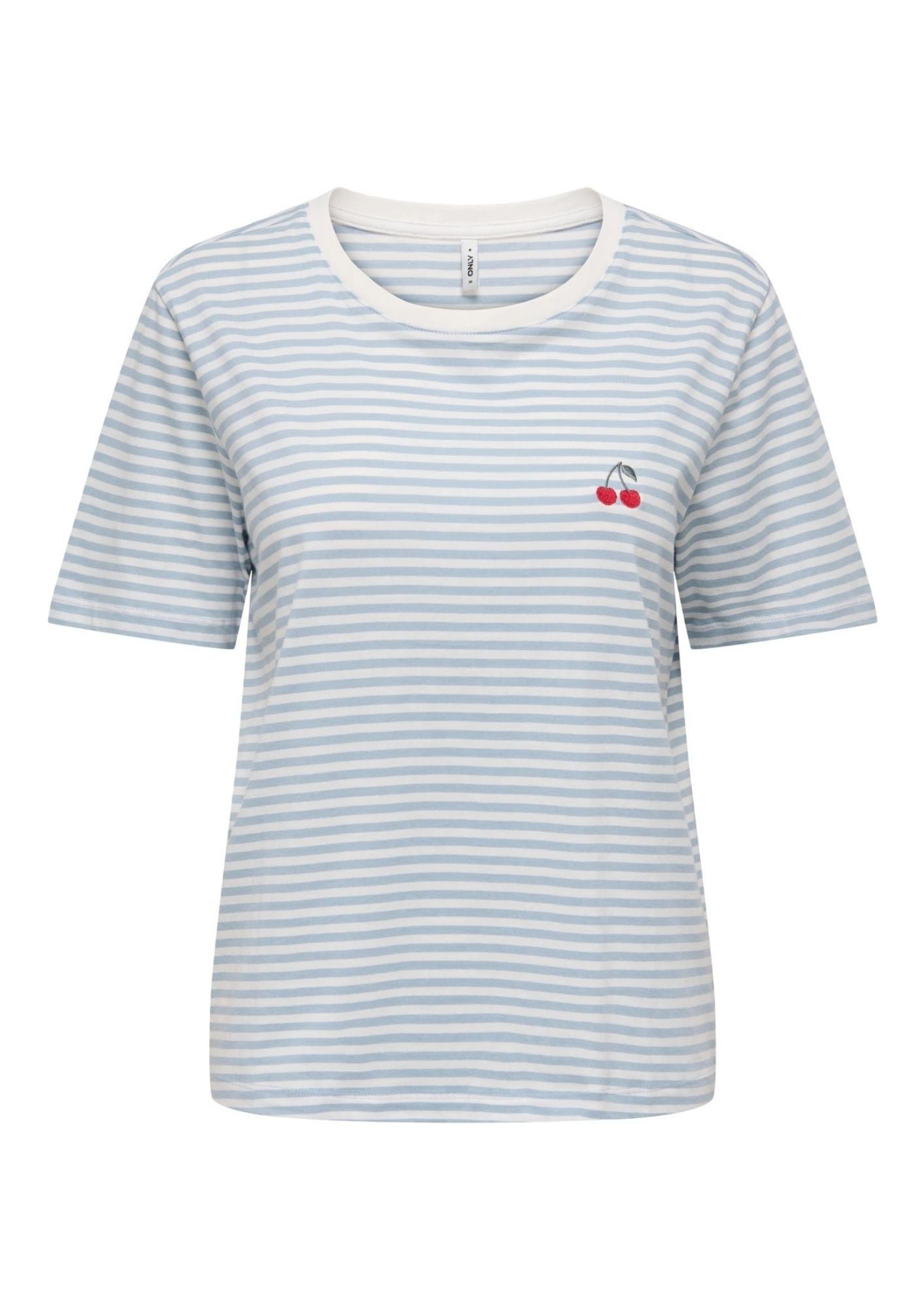 Only T-Shirt Donna Happy Bianca e Azzurra 15370117 Cloud Dancer Soft chambray ONLY 