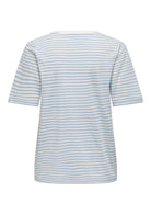 Only T-Shirt Donna Happy Bianca e Azzurra 15370117 Cloud Dancer Soft chambray ONLY 