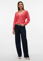 Vero Moda Cardigan Donna Newlexsun Rosso Corallo 10281878 Coral Paradise VERO MODA 