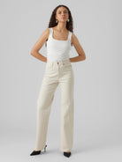 Vero Moda Jeans Donna Wide Fit Ecru VMTessa 10287303 Ecru VERO MODA 